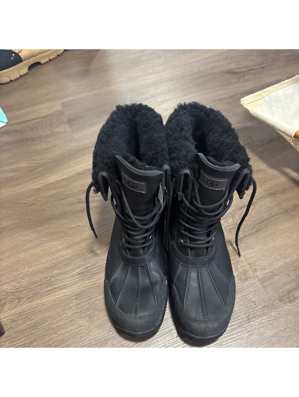 UGG Waterproof Shearling Suede Boots Black Size 10/5